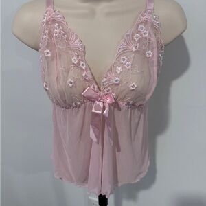 Elegant Pink Lace Babydoll Tank
